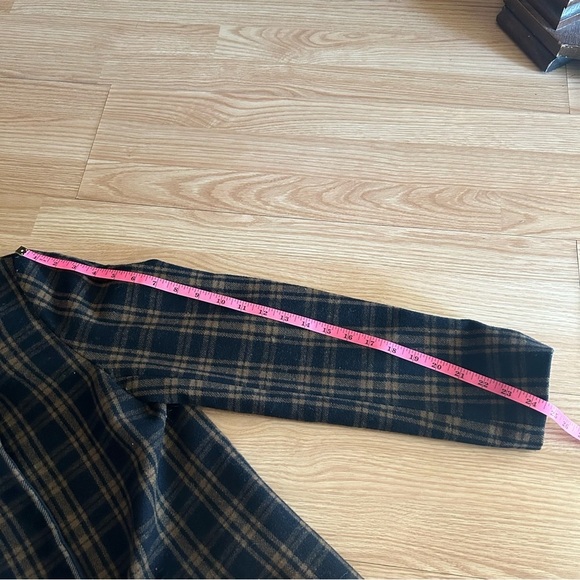 H&M Dark Brown Navy Plaid Wool Blend Coat Women’s 8 - Picture 8 of 10